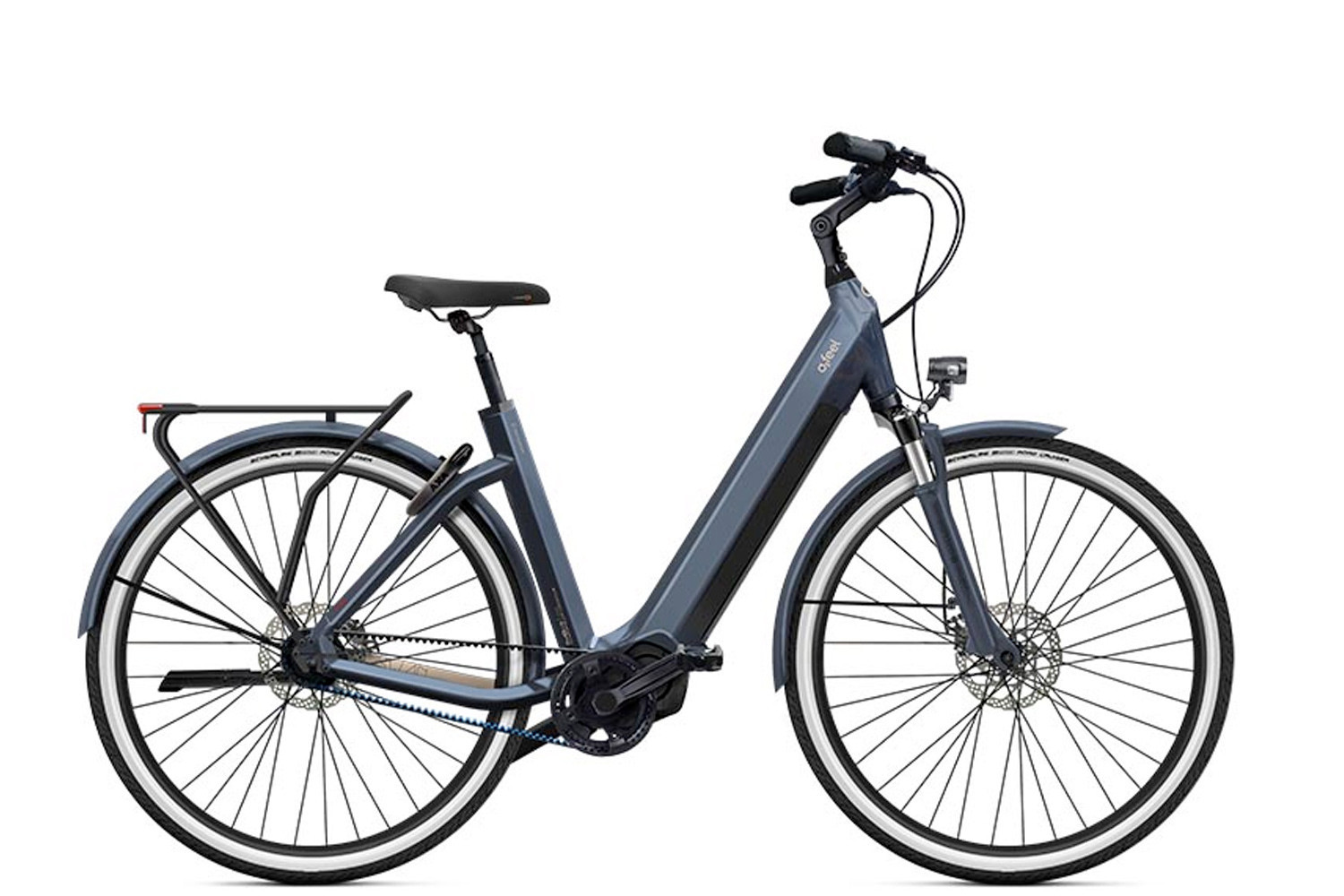 Vélo électrique O2feel iSwan City Boost 8.1 cadre ouvert 432 W/h S Gris