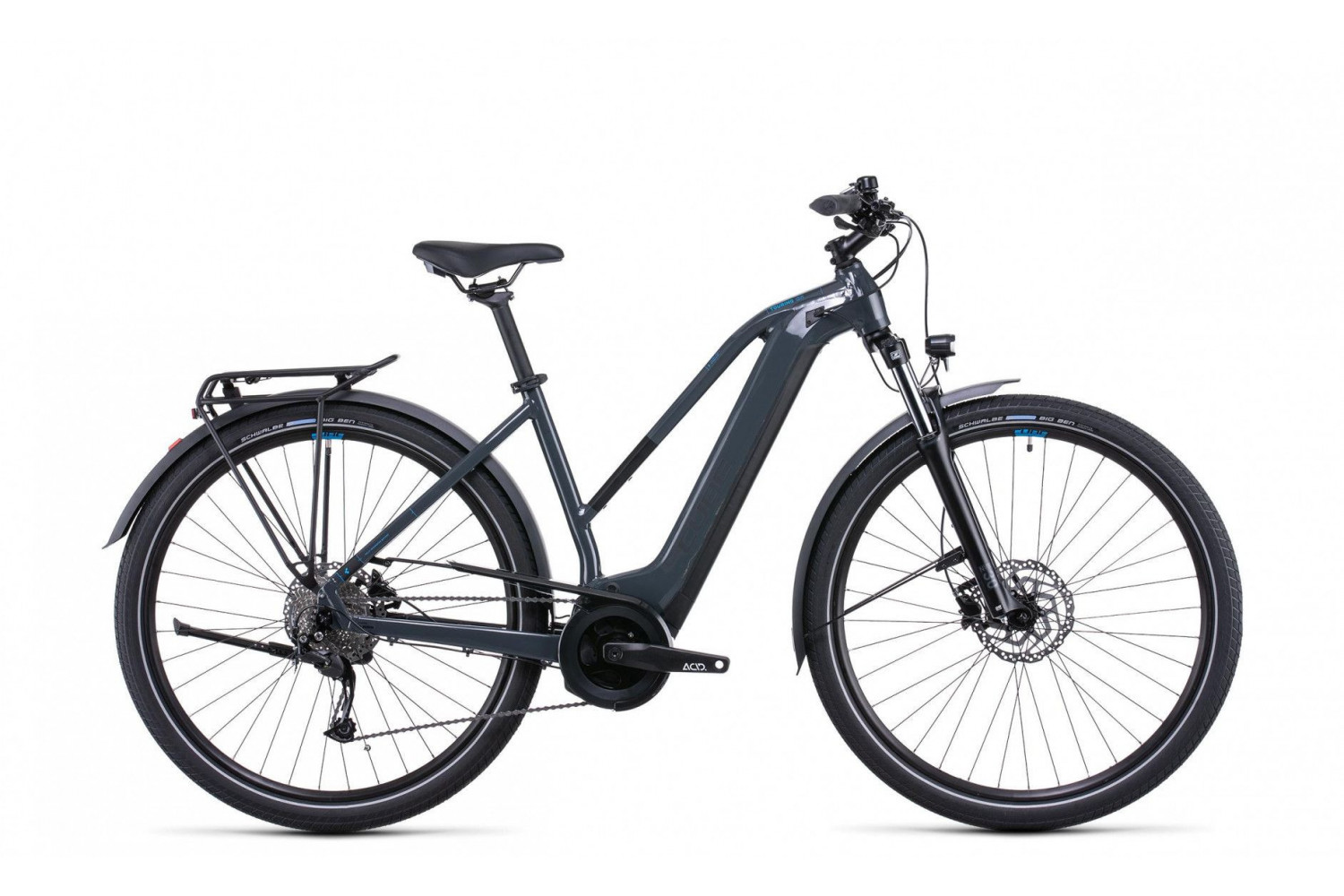 Vélo électrique Cube Touring Hybrid ONE 500 Grey n'Blue cadre trapeze